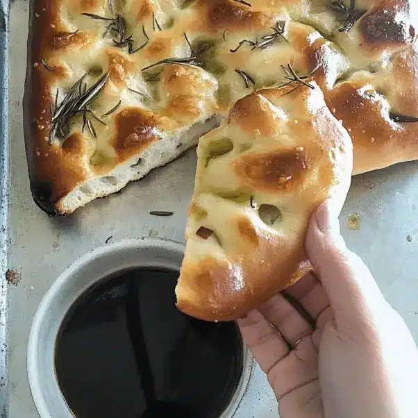 Simple Sourdough Focaccia Bread: The Ultimate Step-by-Step Recipe to Try Today 10 Sliced simple sourdough focaccia bread on wooden board