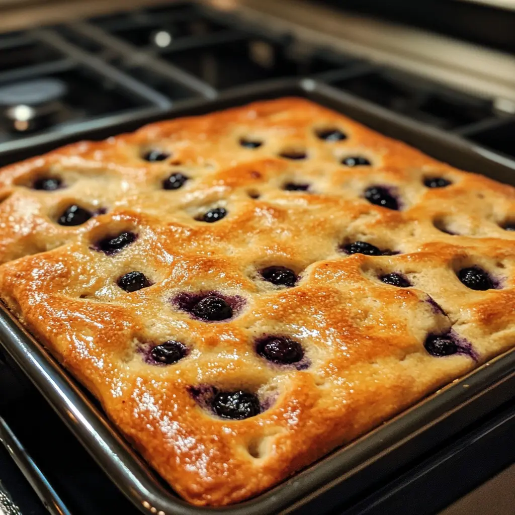 Sourdough Blueberry Focaccia: The Most Stunning Sweet Bread Recipe to Bake Now 10 Baked sourdough focaccia with golden crust and caramelized blueberries