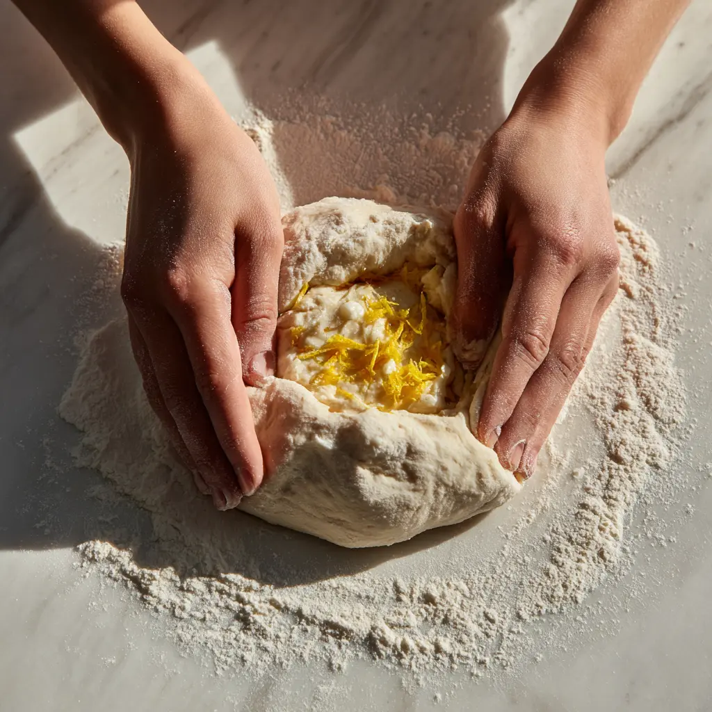 Lemon and White Chocolate Sourdough Bread: A Zesty Twist on Artisan Baking 9 Stretch and fold technique for lemon and white chocolate sourdough bread