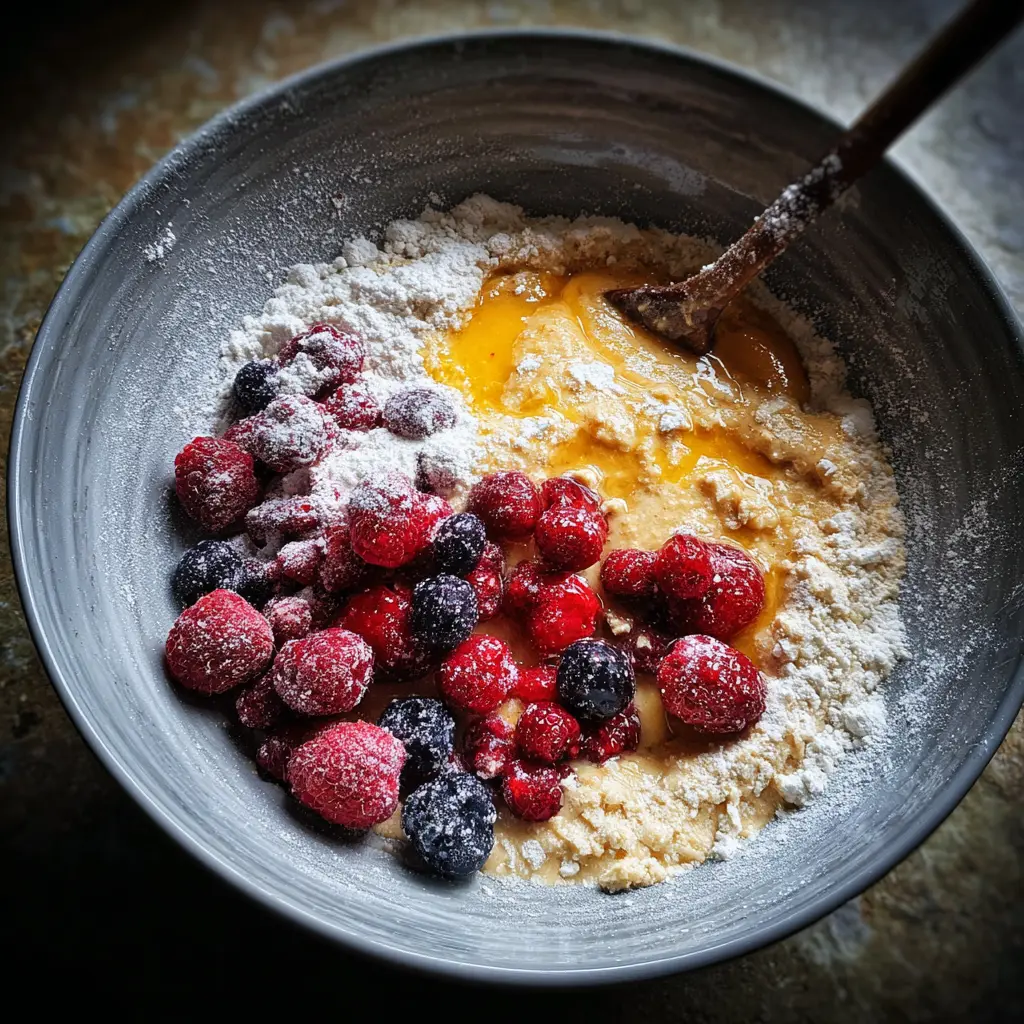 Sourdough Berry Banana Bread: The Most Irresistible Way to Use Your Discard 8 Mixing sourdough berry banana bread batter with fresh fruit