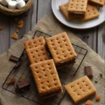 Sourdough Graham Crackers Recipe: Crispy, Wholesome & Homemade 7 Homemade Sourdough Graham Crackers stacked on rustic plate