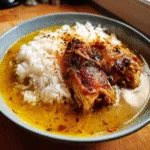 Caramelised Soy Chicken in Garlic Ginger Broth Awaits You! 2 Caramelised Soy Chicken in Garlic Ginger Broth with Rice: A Savory Comfort Meal