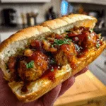 Bourbon BBQ Bacon Cheeseburger Meatball Subs in 30 Minutes! 3 Bourbon BBQ Bacon Cheeseburger Meatball Subs Ready in 30 Minutes