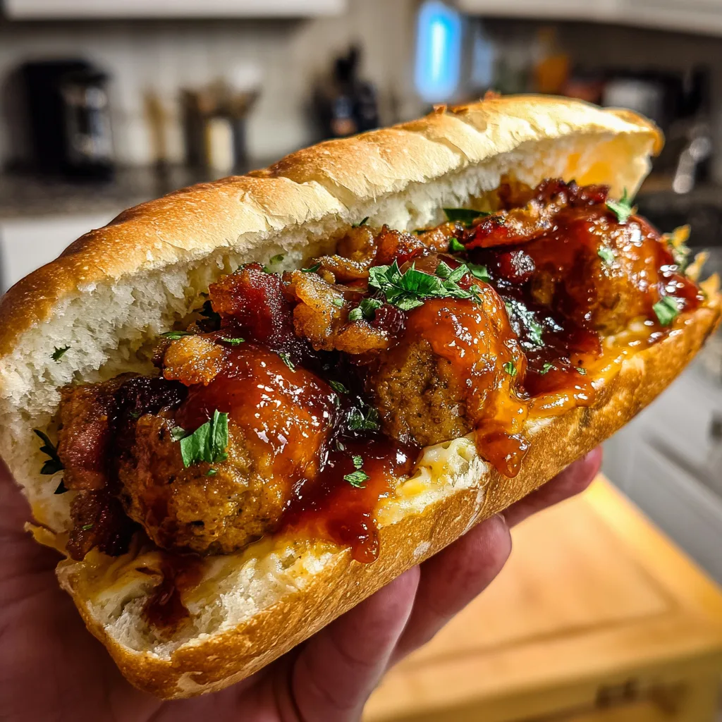 Bourbon BBQ Bacon Cheeseburger Meatball Subs in 30 Minutes! 2 Bourbon BBQ Bacon Cheeseburger Meatball Subs Ready in 30 Minutes