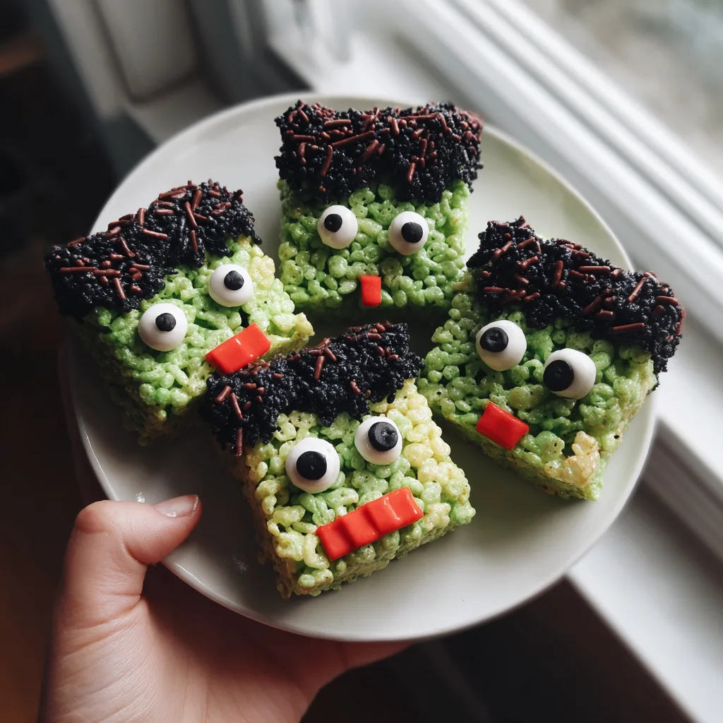 Frankenstein Rice Krispie Treats Made Easy for Halloween! 2 Frankenstein Rice Krispie Treats