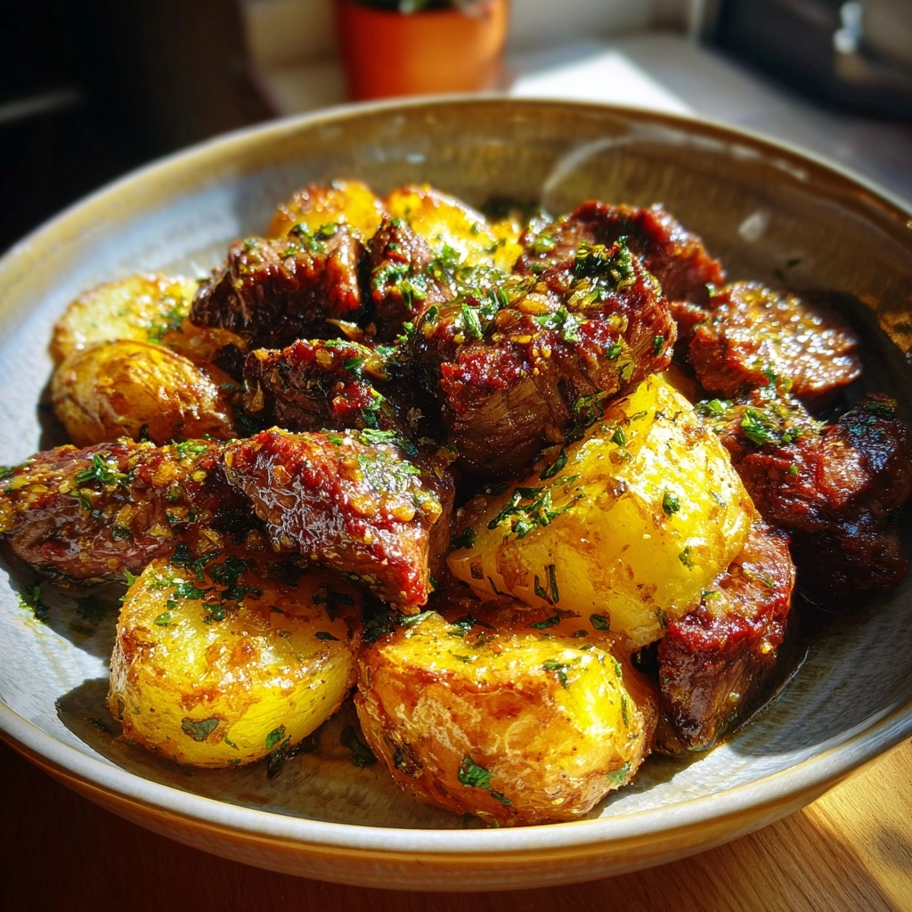 Garlic Butter Beef Bites with Potatoes