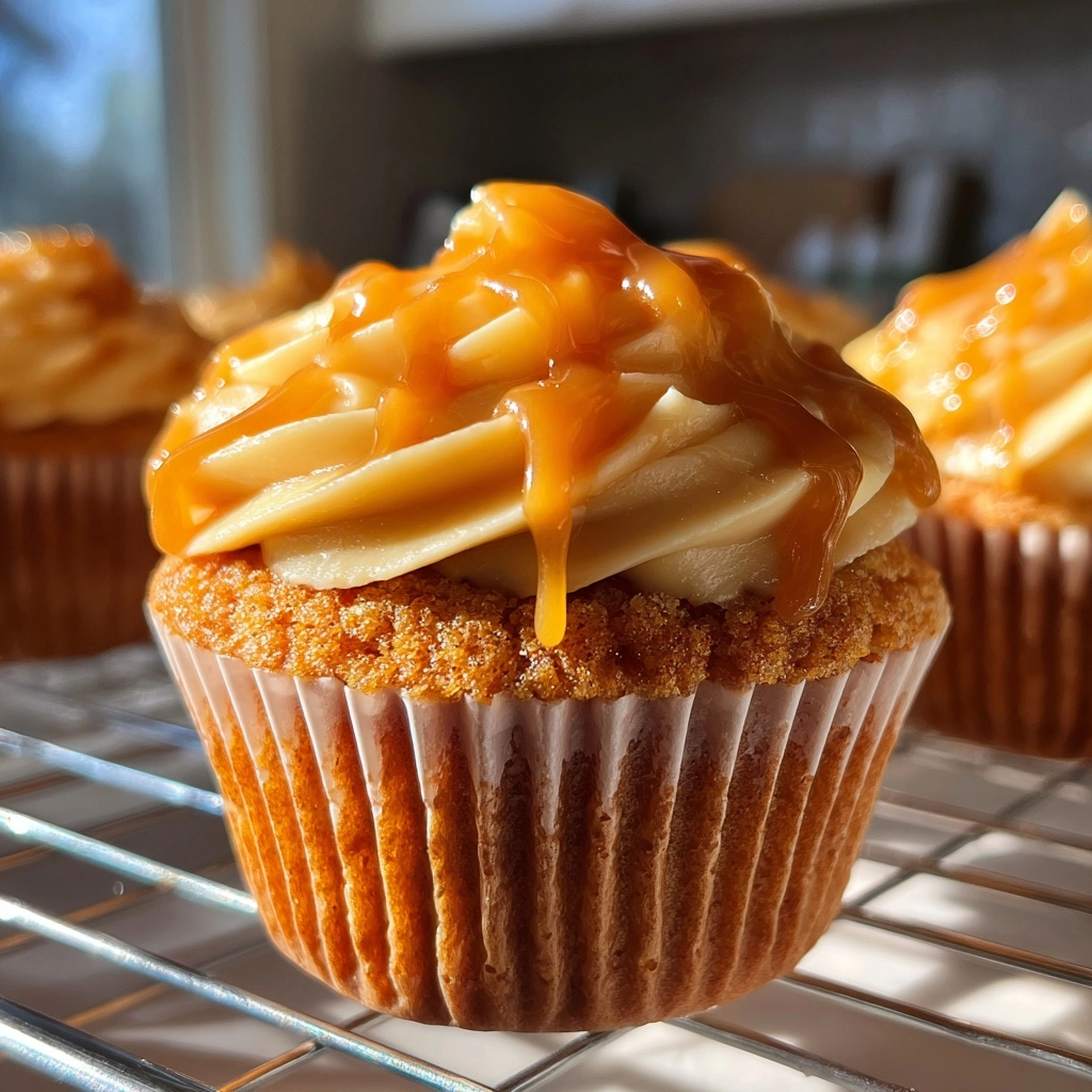 Pumpkin Cupcakes with Caramel Cream Cheese Frosting