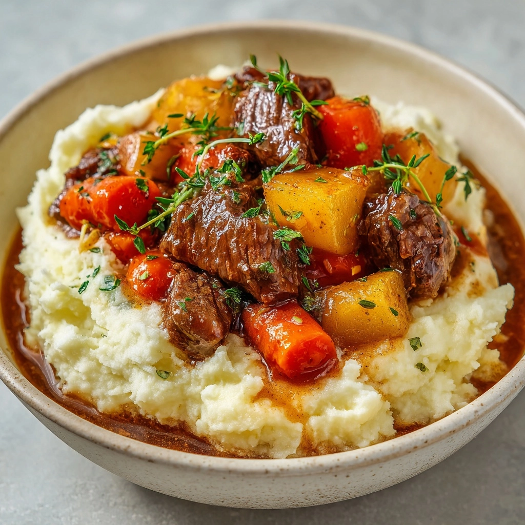 Fall Apple Cider Beef Stew Over Mashed Potatoes Awaits! 2 Fall Apple Cider Beef Stew over Mashed Potatoes Dinner Recipe