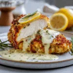 Lemon Pecorino Crusted Chicken with Creamy Lemon Sauce delights your taste buds! 3 Lemon Pecorino Crusted Chicken with Creamy Lemon Sauce
