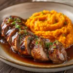 Pork Tenderloin with Apple Cider Glaze and Sweet Potato Mash, A Fall Flavor Fiesta