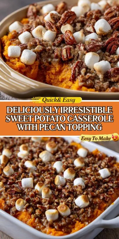 Irresistible Sweet Potato Casserole with Crunchy Pecan Topping Recipe You’ll Love! 2 Irresistible Sweet Potato Casserole with Crunchy Pecan Topping