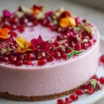 No-Bake Pomegranate Rose Elderberry Cheesecake That Wows