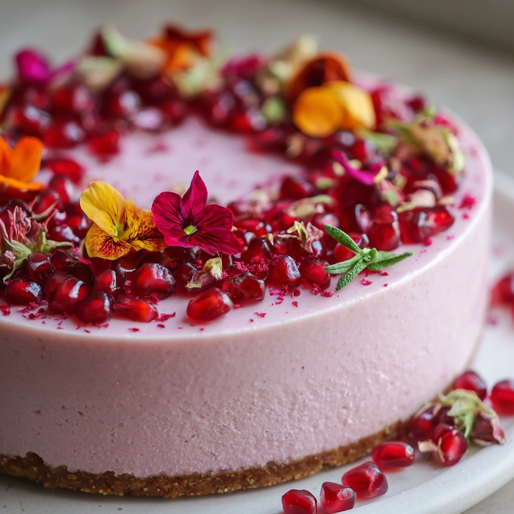 No-Bake Pomegranate Rose Elderberry Cheesecake That Wows