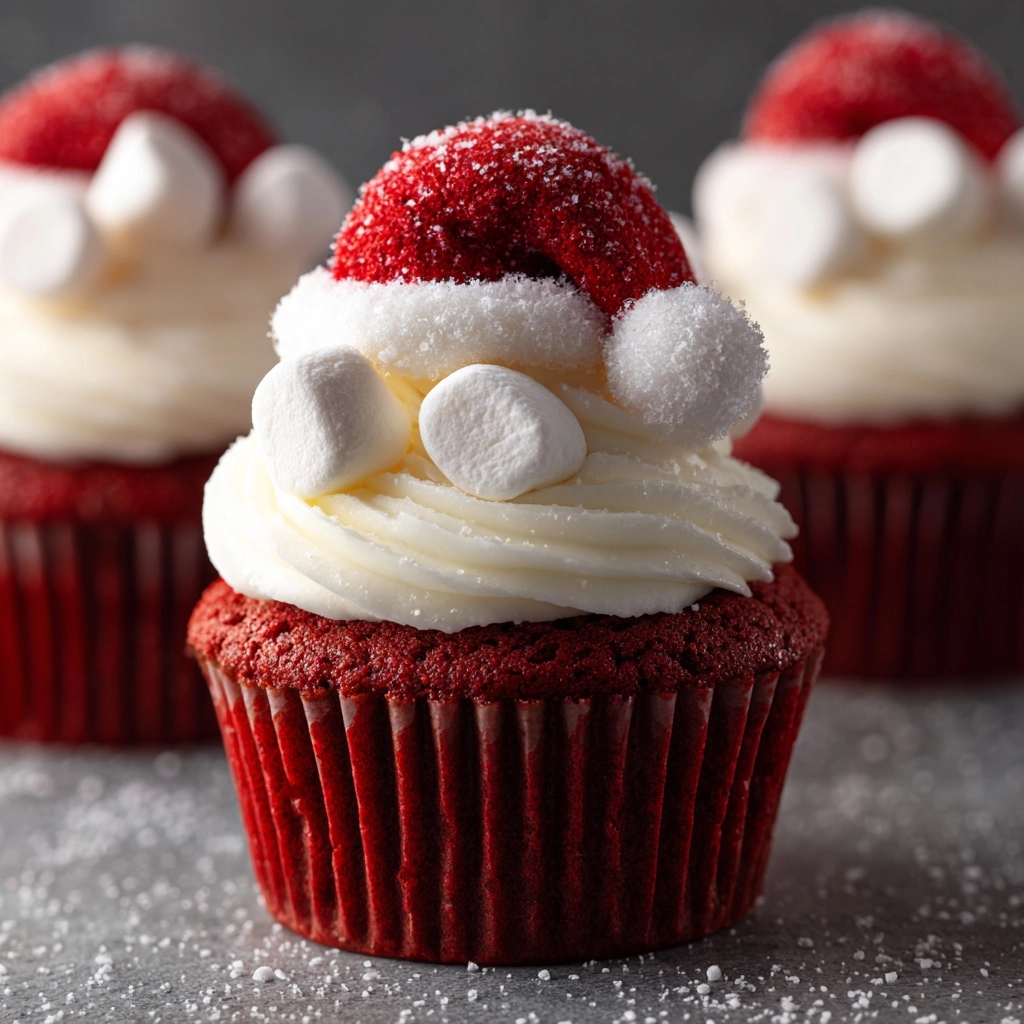 Red Velvet Santa Hat Cupcakes (Almost Too Adorable)