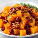 Roasted Butternut Squash with Pecans & Cranberries for Holidays