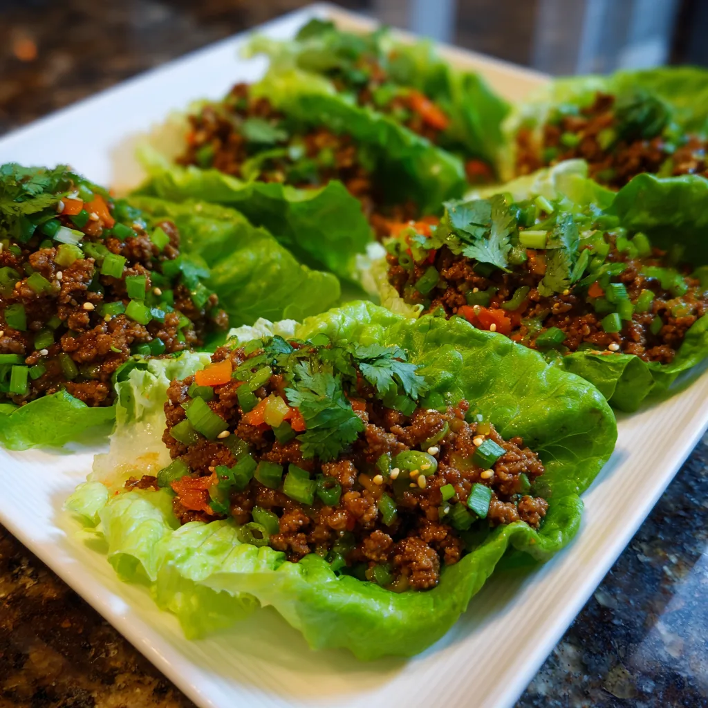 Asian-Style Ground Beef Lettuce Wraps
