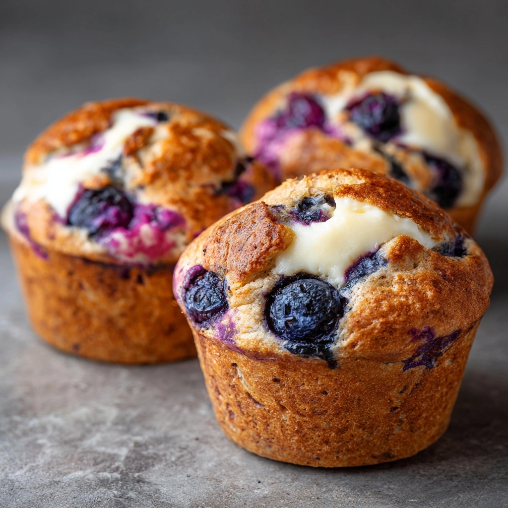Blueberry Cream Cheese Protein Muffins for a Healthy Snack! 2 Blueberry Cream Cheese Protein Muffins