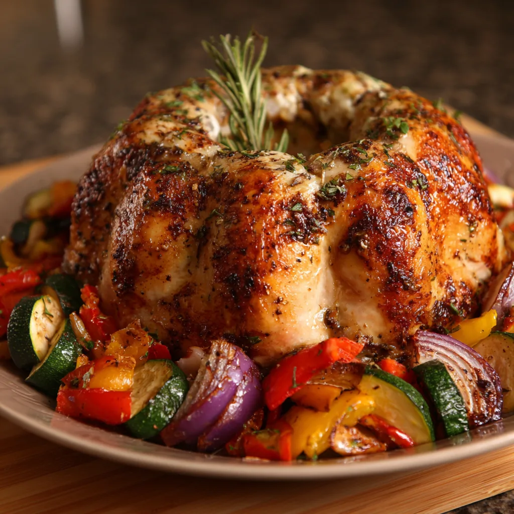 Easy Bundt Pan Roasted Greek Chicken and Vegetables Recipe