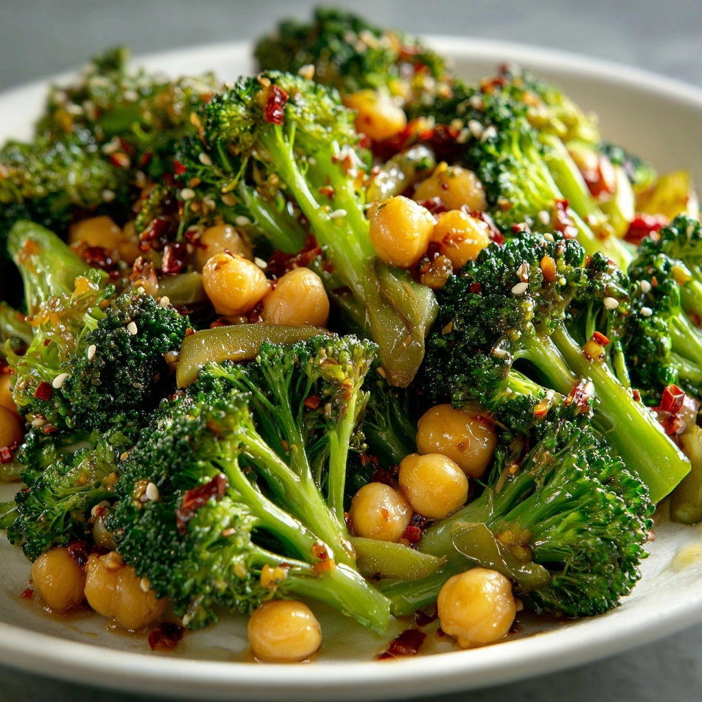 GARLIC BROCCOLI STIR FRY WITH CHICKPEAS