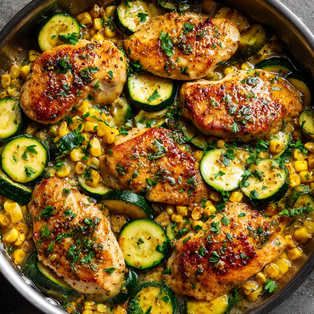 Garlic Butter Chicken with Zucchini and Corn - One-Pan, 30-Minute Meal