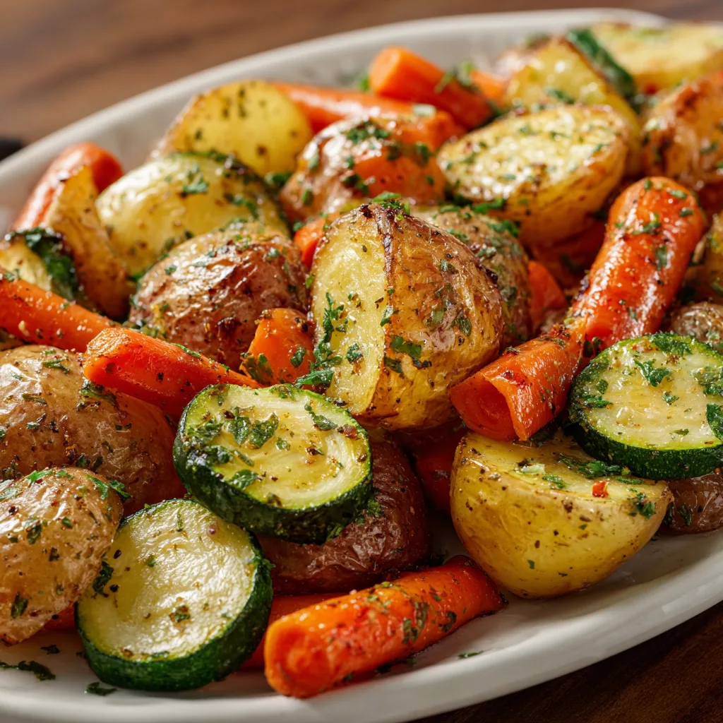 Garlic Herb Roasted Potatoes Recipe with Carrots and Zucchini – Roasted Vegetables Recipe