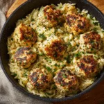 Greek Chicken Meatballs with Lemon Orzo