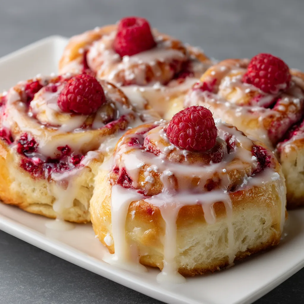 Raspberry Cinnamon Rolls with Lemon Glaze - Chasety
