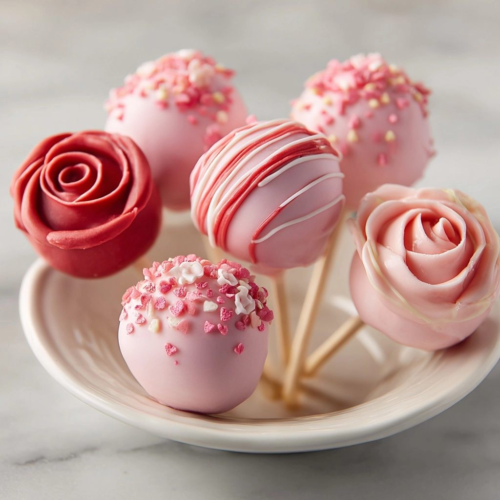 Rose Cake Pops 🌹🎂🍭 #valentinecake #cakepops #valentinetreats #cakedecorating #desserts