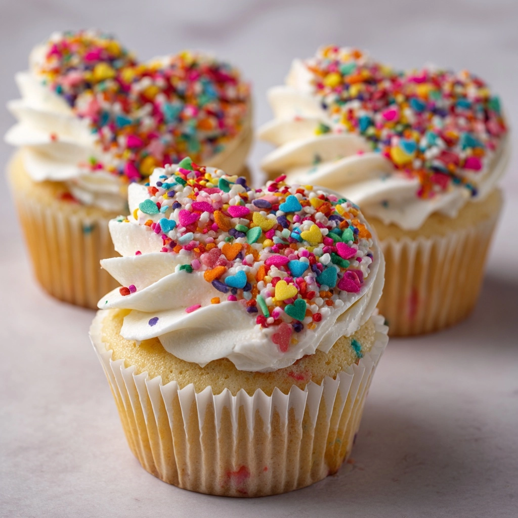 "Sprinkle Heart Cupcakes: Delightful Treats for Any Occasion!" 2 Sprinkle Heart Cupcakes