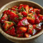 Strawberry Salsa with Brown Sugar, Balsamic, and Herbs