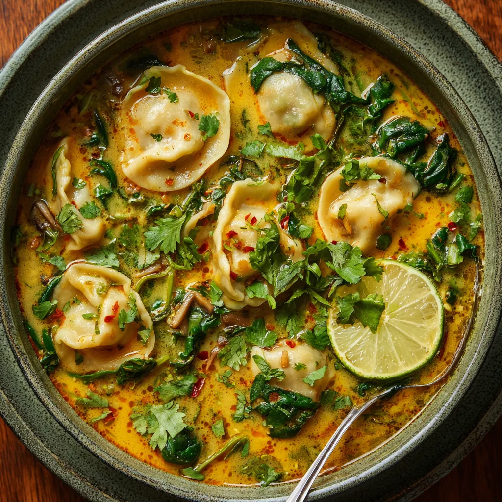 Thai Coconut Curry Dumpling Soup