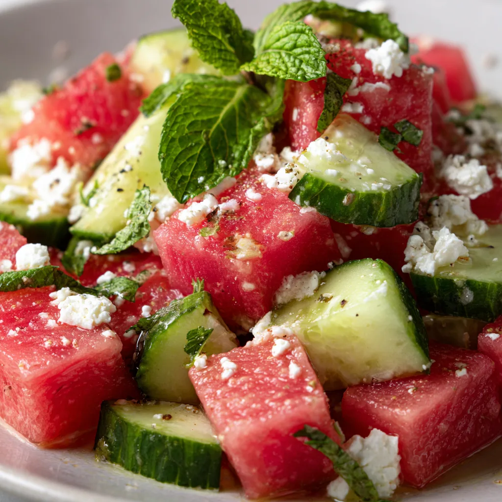 Watermelon Salad with Cucumber and Feta: A Refreshing Delight! 2 Watermelon Salad with Cucumber and Feta