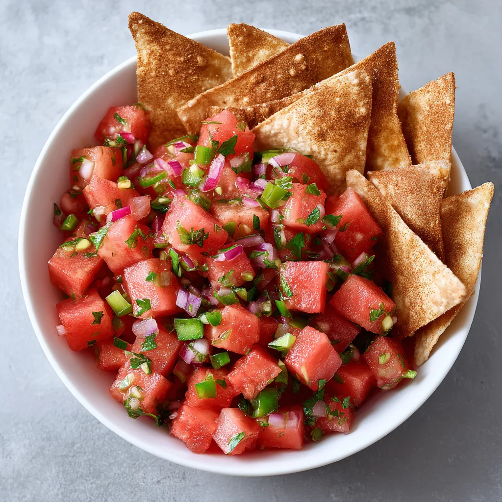 Watermelon Salsa with Cinnamon Tortilla Chips