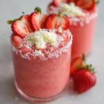 The perfect galentines/valentines mocktail: frozen strawberry colada awaits! 3 the perfect galentines/valentines mocktail: frozen strawberry colada (non-alcoholic) 🍓🎀💕