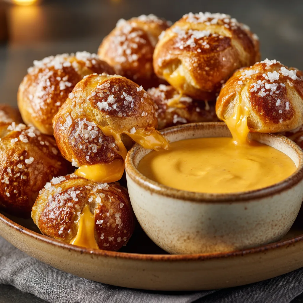 Cheesy Pretzel Bites with Nacho Dip