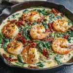 Creamy Garlic Tuscan Shrimp (Skillet Dinner)