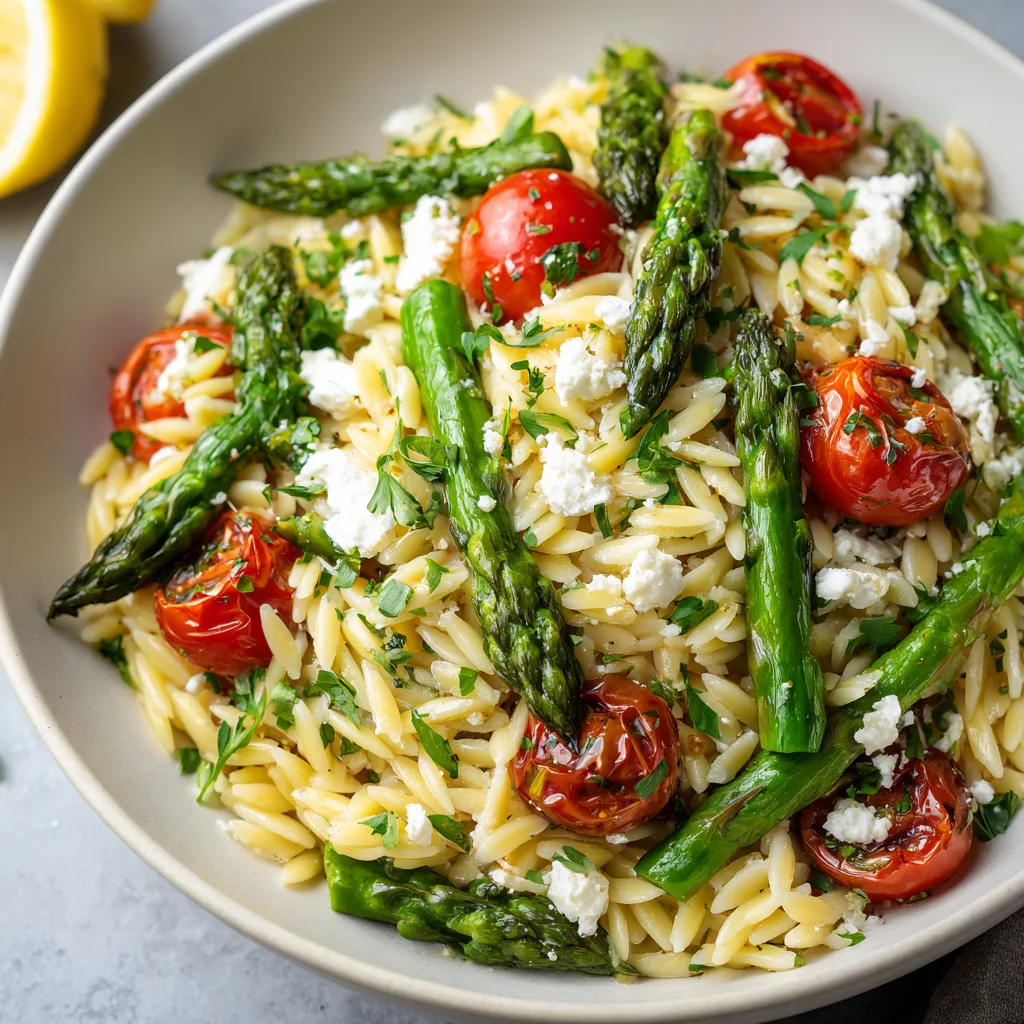 Lemony Orzo Salad with Asparagus and Feta