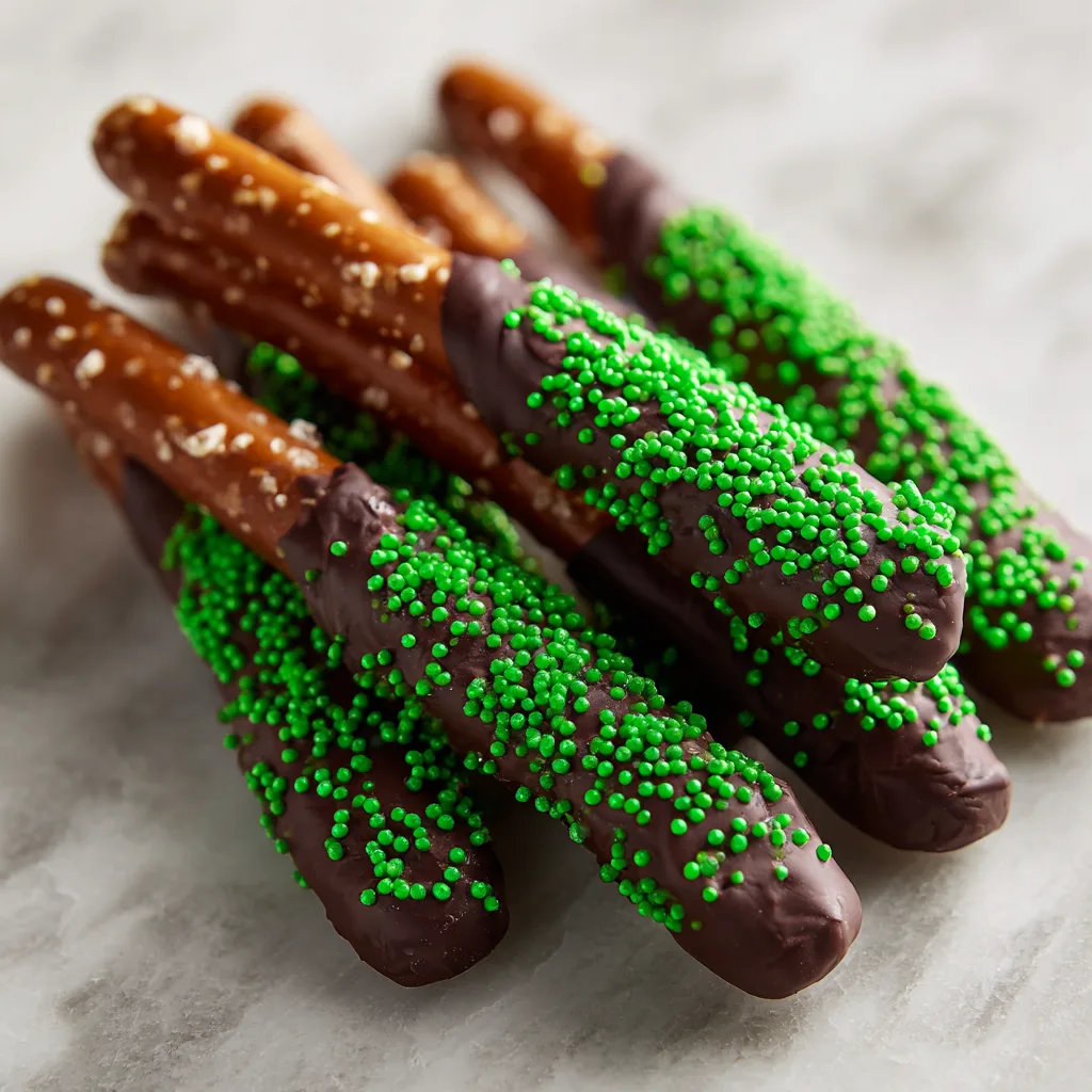 Luck of the Irish Chocolate-Dipped Pretzel Rods Delight! 2 Luck of the Irish Chocolate-Dipped Pretzel Rods