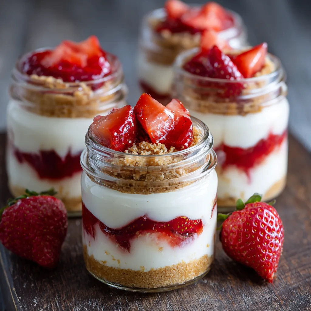 No-Bake Strawberry Cheesecake Jars: A Quick Delight! 2 No-Bake Strawberry Cheesecake Jars