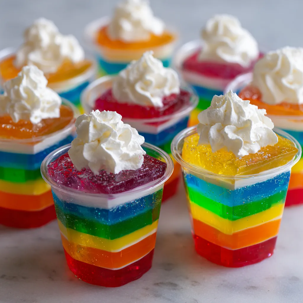 Rainbow Jello Cups (Kids Party Treat) that Wow Every Child! 2 Rainbow Jello Cups (Kids Party Treat)