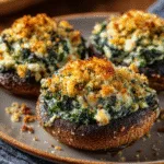 Spinach and Feta Stuffed Portobello Mushrooms Delight! 3 Spinach and Feta Stuffed Portobello Mushrooms