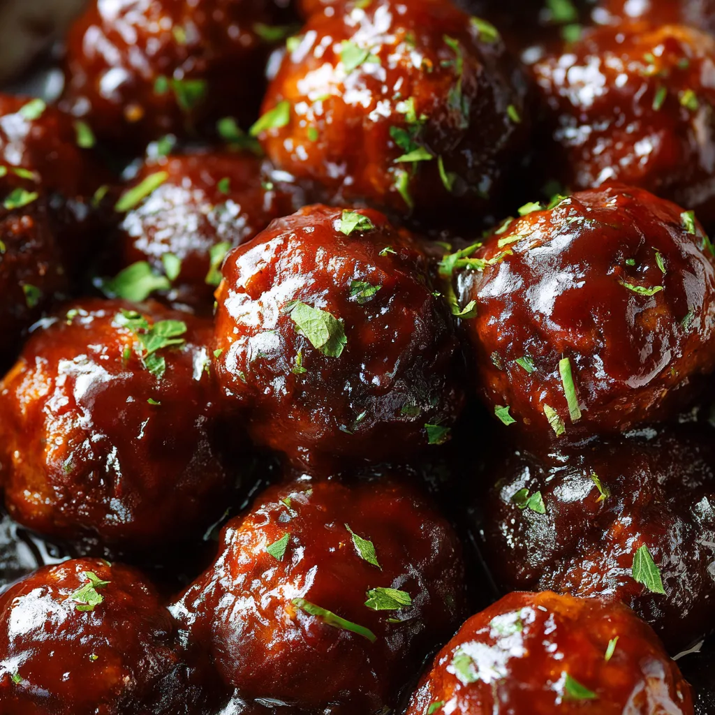 Sticky BBQ Slow Cooker Meatballs: Your Next Party Hit! 2 Sticky BBQ Slow Cooker Meatballs (Party Appetizer)