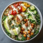 Vegan Buddha Bowl with Quinoa and Tahini Dressing