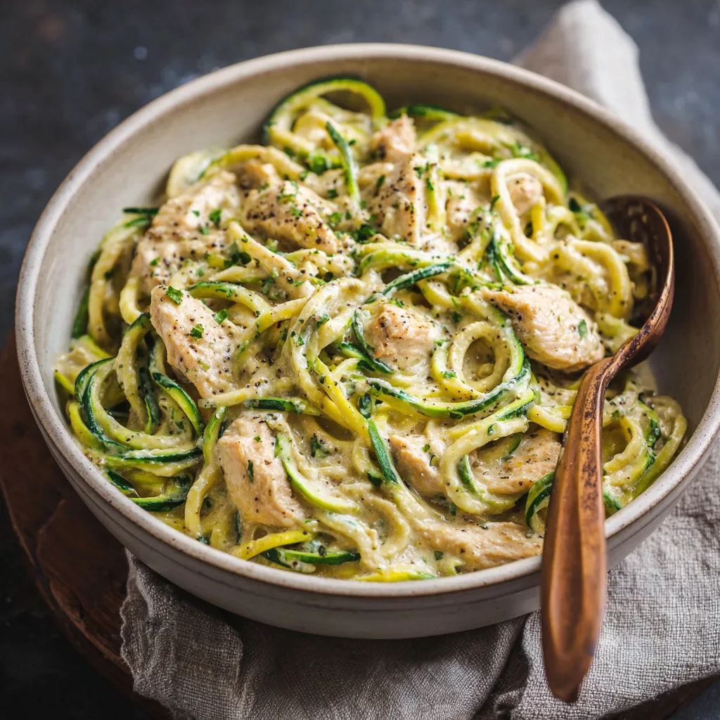 Whole30 Chicken Zoodle Alfredo