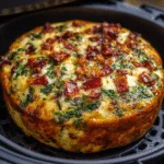 10-Minute Air Fryer Frittata with Spinach, Bacon, and Swiss Cheese
