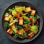 10-Minute Napa Cabbage Stir-Fry with Black Rice and Tofu