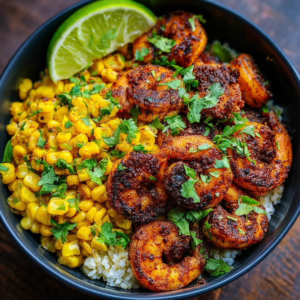 "Discover Blackened Shrimp Bowls with Fire-Roasted Corn!" 2 Blackened Shrimp Bowls with Fire-Roasted Corn and Brown Rice