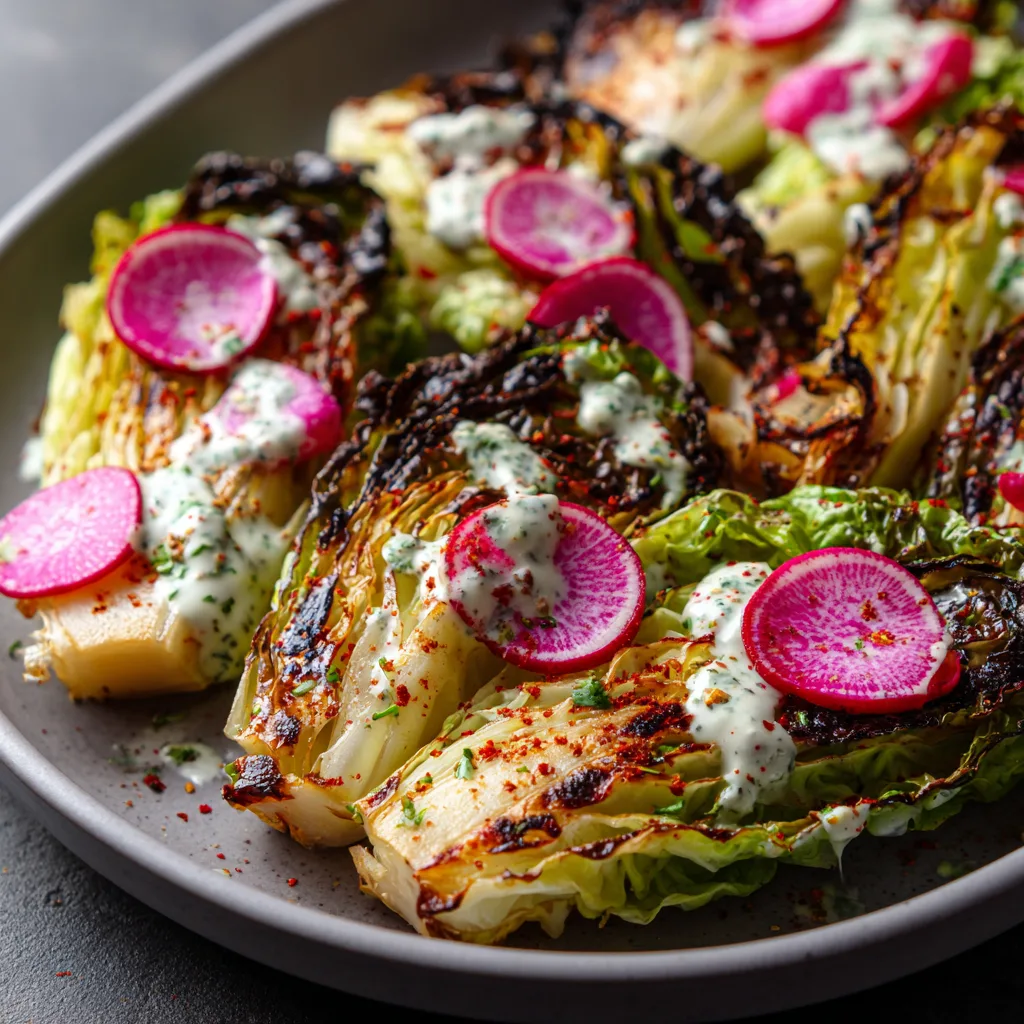Blistered-Edge Cabbage Tacos with Spicy Lime Crema Delight! 2 Blistered-Edge Cabbage Tacos with Spicy Lime Crema and Radish