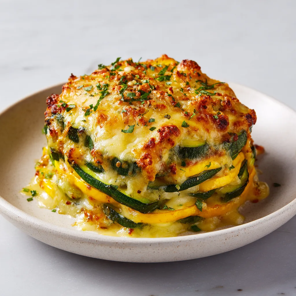 Cheesy Air Fryer Zucchini and Squash Casserole (Low Calorie & High Protein)