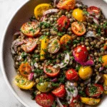 French Green Lentil Salad with Cherry Tomatoes: Discover Sustainable Protein! 3 French Green Lentil Salad with Cherry Tomatoes (The Most Sustainable Protein)